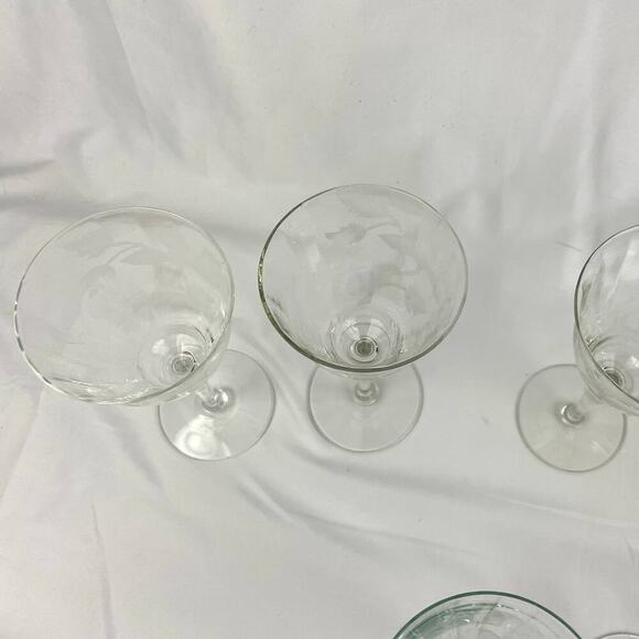 VTG Set of 6 Frosted Floral Liqueur Glasses Stemware Barware - Picture 10 of 16